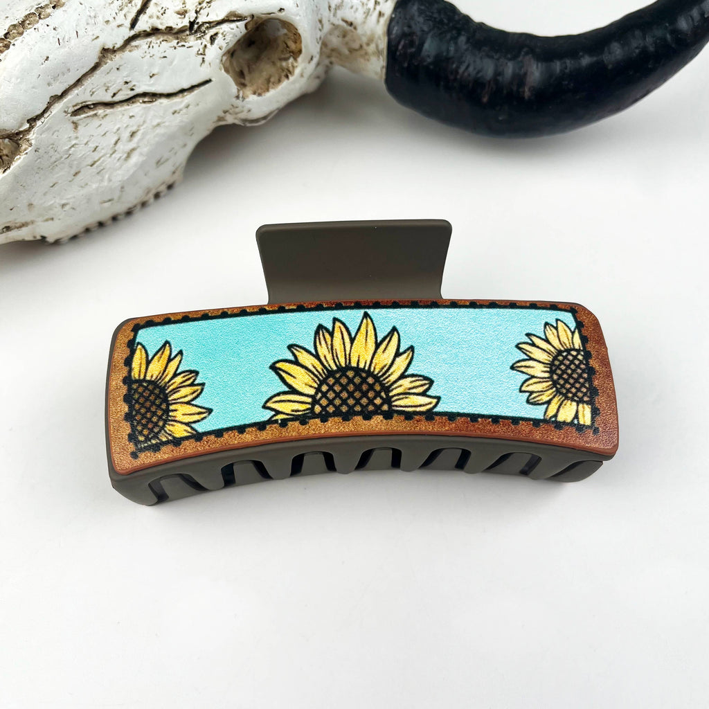 Western Cowboy Leather Hair Claw Clip – Vintage Rustic Cowgirl Hair Accessory