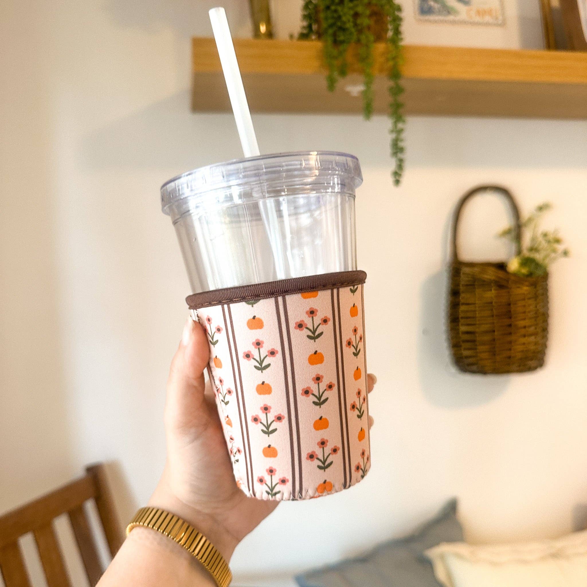 Heirloom Pumpkin Coffee Sleeve | Reusable Iced Coffee Cup Sleeve | Fall Drink Cozy