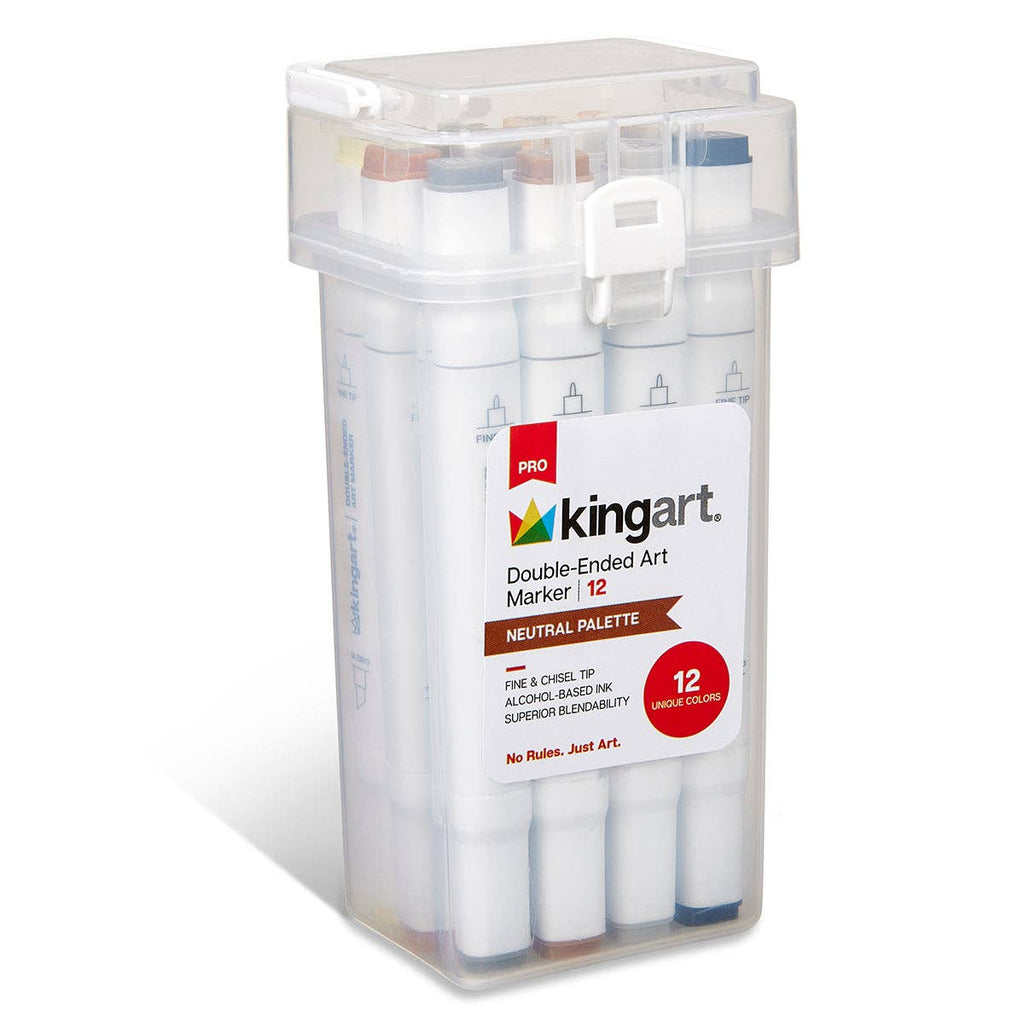 PRO Double-Ended Alcohol Markers – 12 Neutral Colors, Dual-Tip Art Markers for Drawing & Illustration