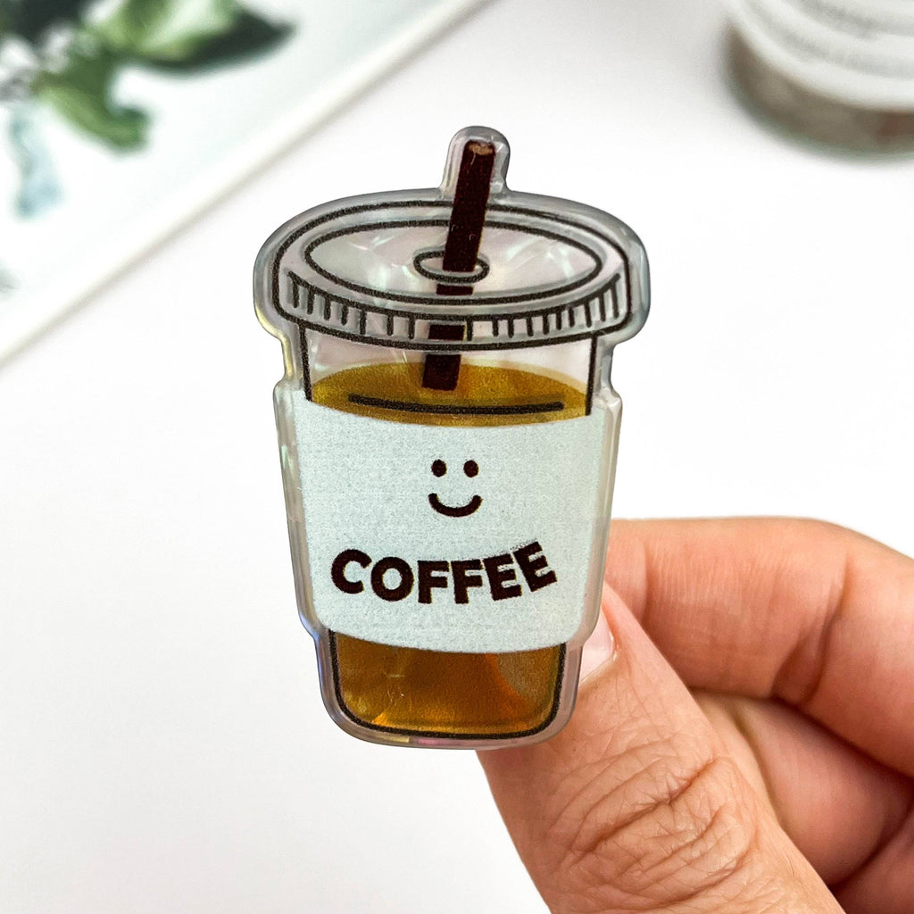 Mini Coffee Cup Claw Clip – Cute Coffee Print Hair Clip | Brown Aesthetic Everyday Hair Accessory
