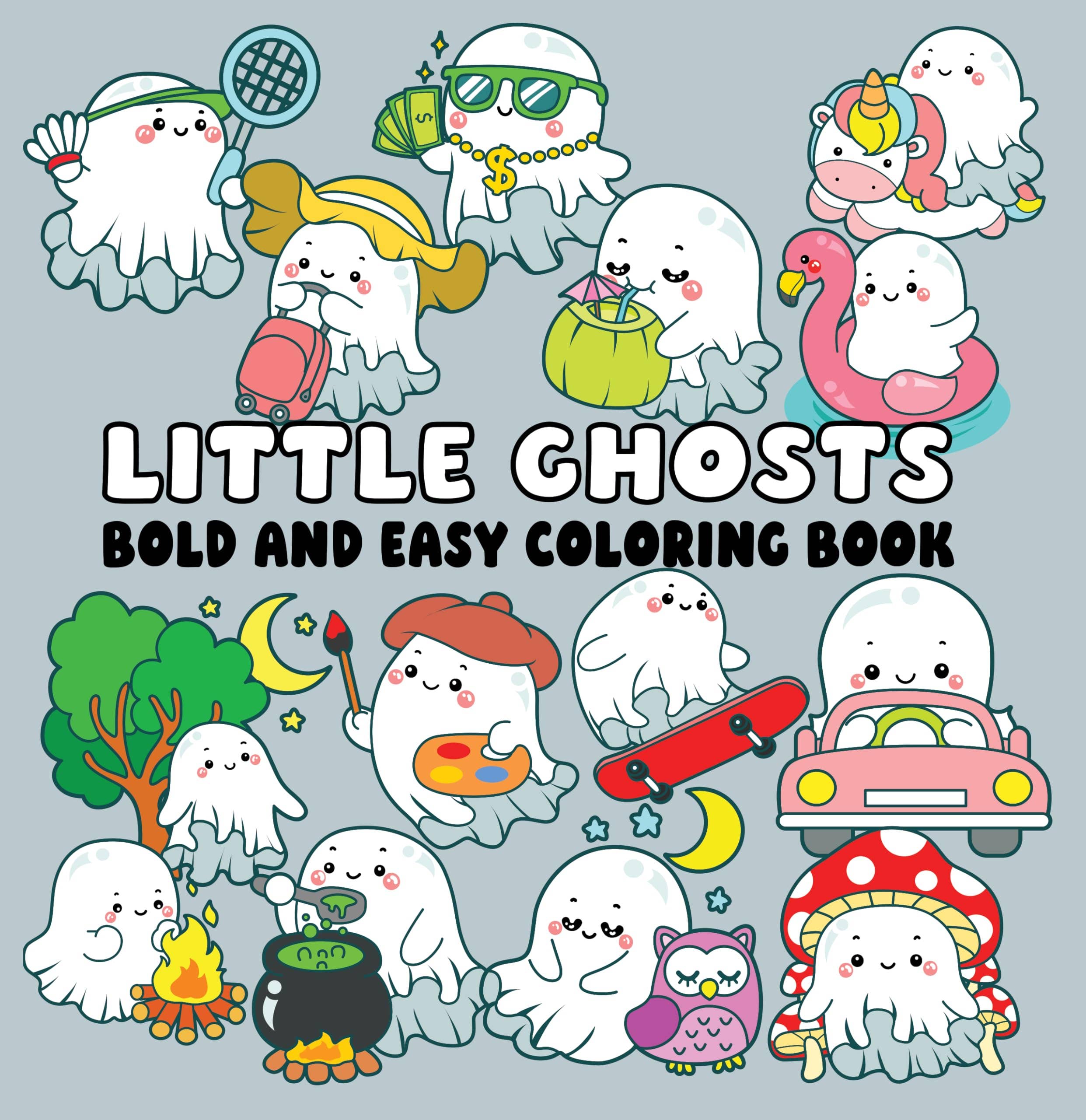 Little Ghost Bold and Easy Coloring Book – Cute Halloween Coloring Book for Kids & Adults