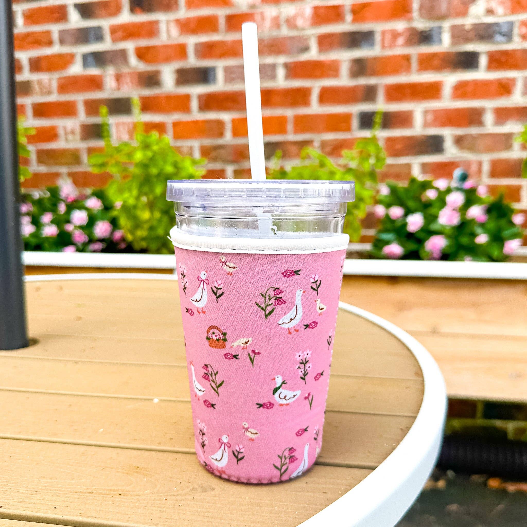 Cottage Geese Coffee Sleeve | Reusable Iced Coffee Cup Sleeve | Cottagecore Drink Cozy