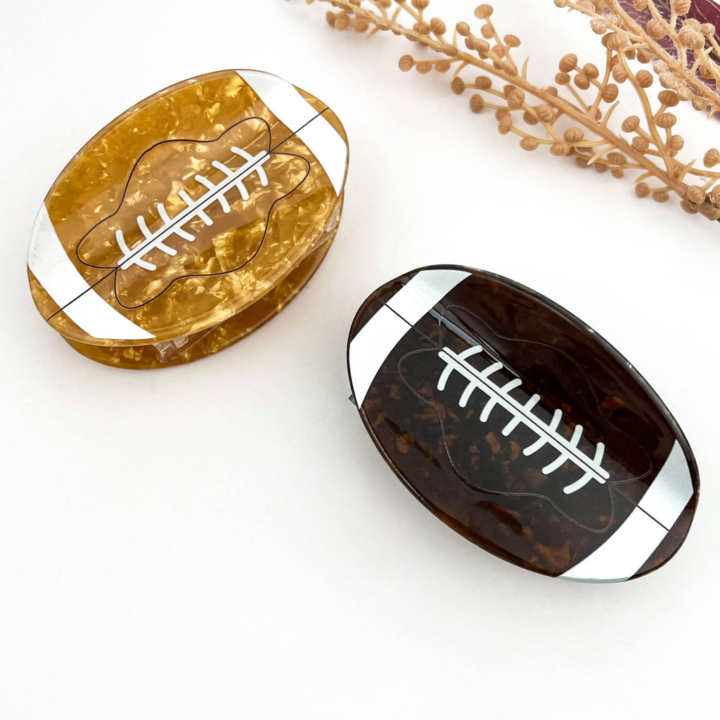 Light Brown Football Hair Claw Clip | Game Day Hair Accessory