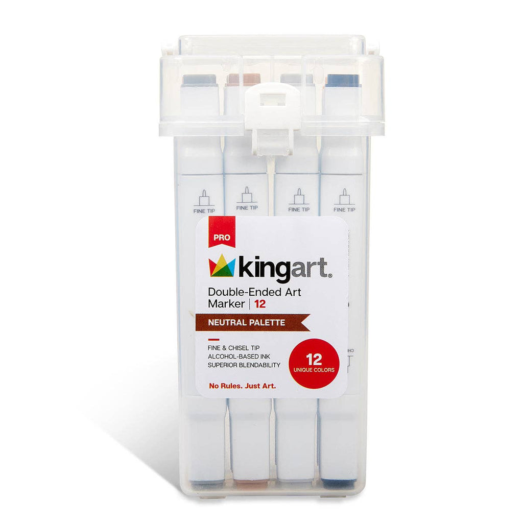 PRO Double-Ended Alcohol Markers – 12 Neutral Colors, Dual-Tip Art Markers for Drawing & Illustration