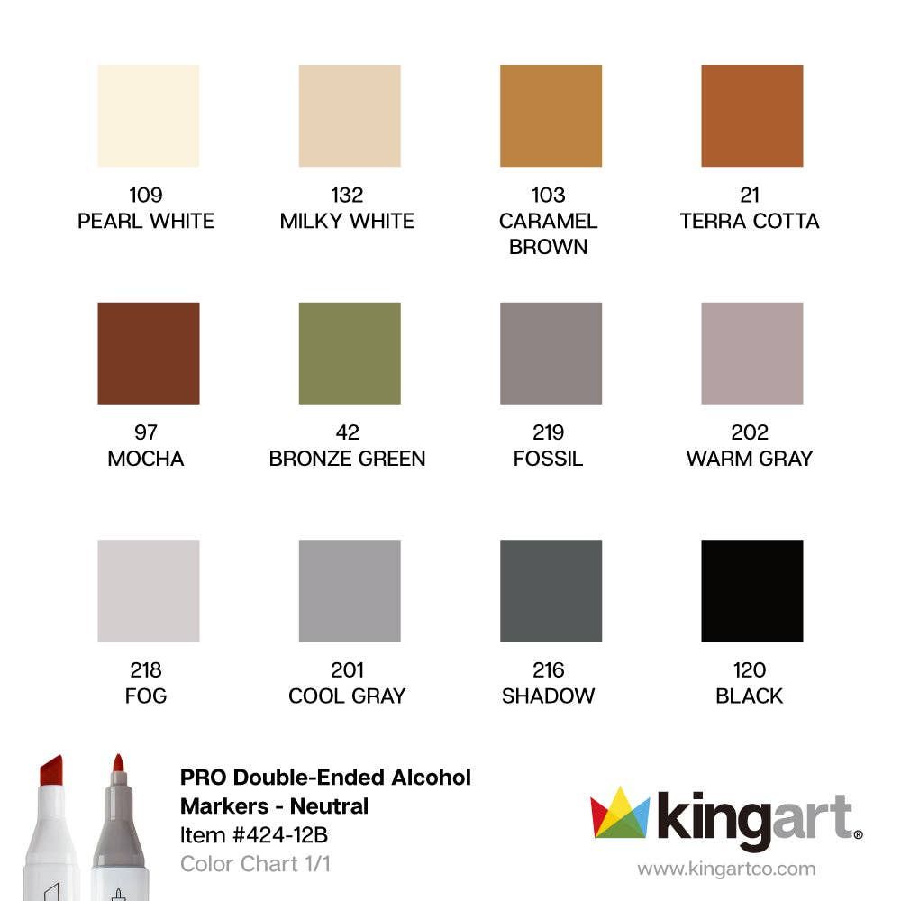 PRO Double-Ended Alcohol Markers – 12 Neutral Colors, Dual-Tip Art Markers for Drawing & Illustration