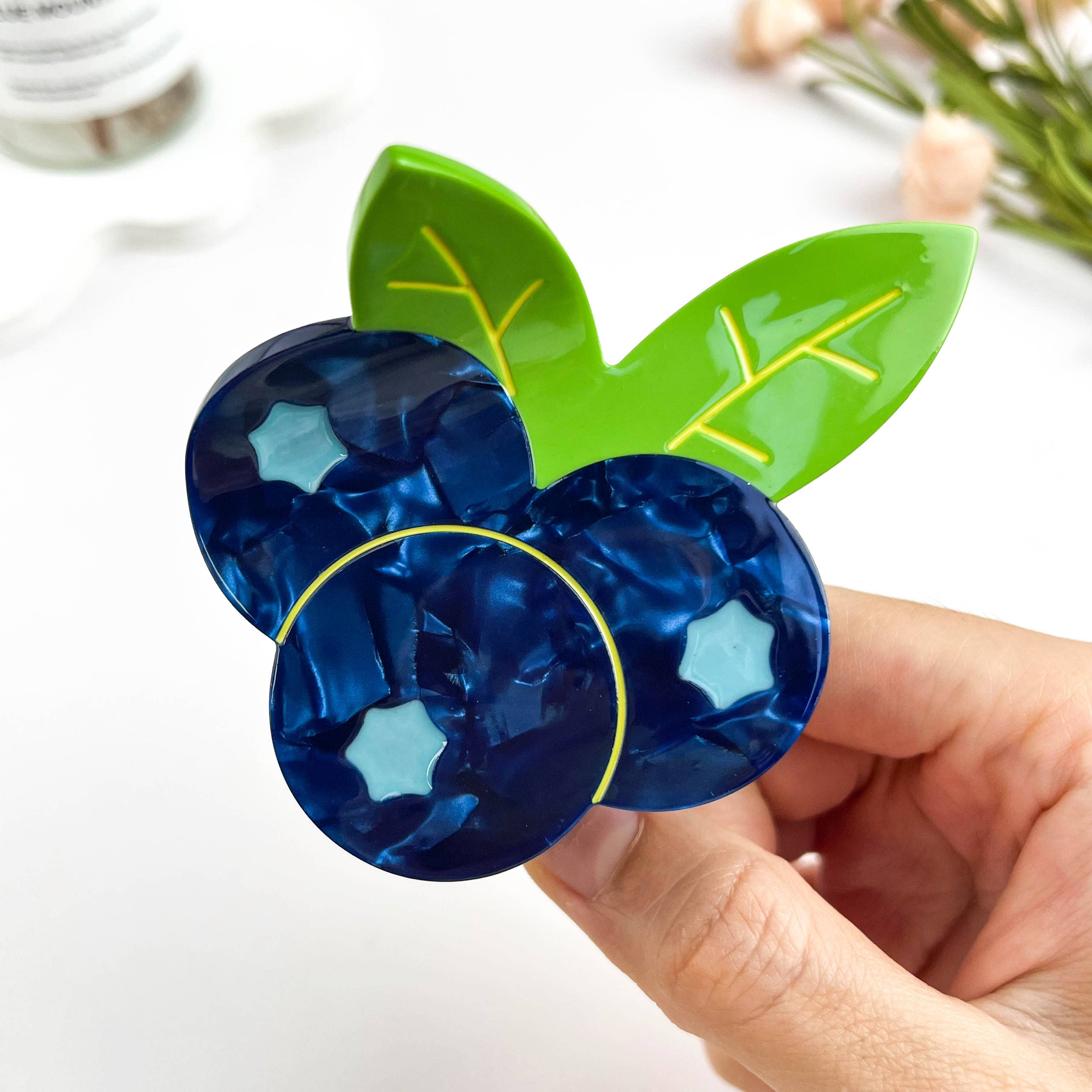 Blueberry Cluster Acetate Claw Clip, Cute Fruit Hair Clip | Blue Summer Aesthetic Everyday Hair Accessory