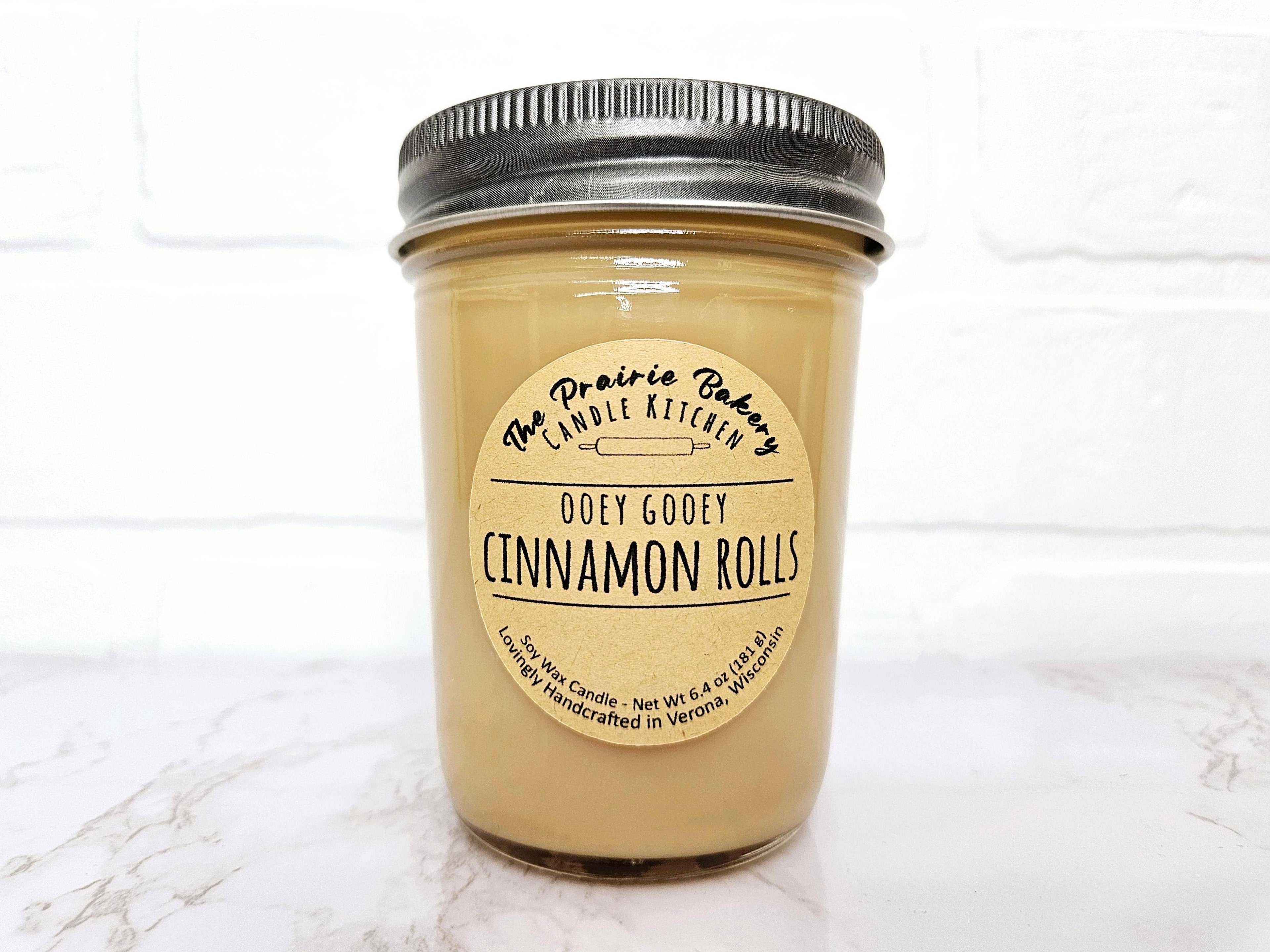 Ooey Gooey Cinnamon Roll Soy Wax Candle – Sweet Bakery Scent | Cozy Dessert Home Fragrance