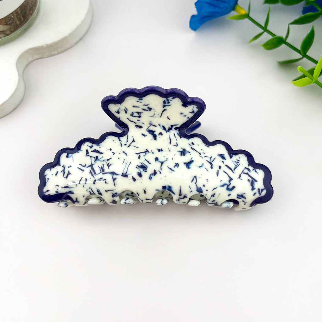 Navy Wave Minimalist Hair Claw