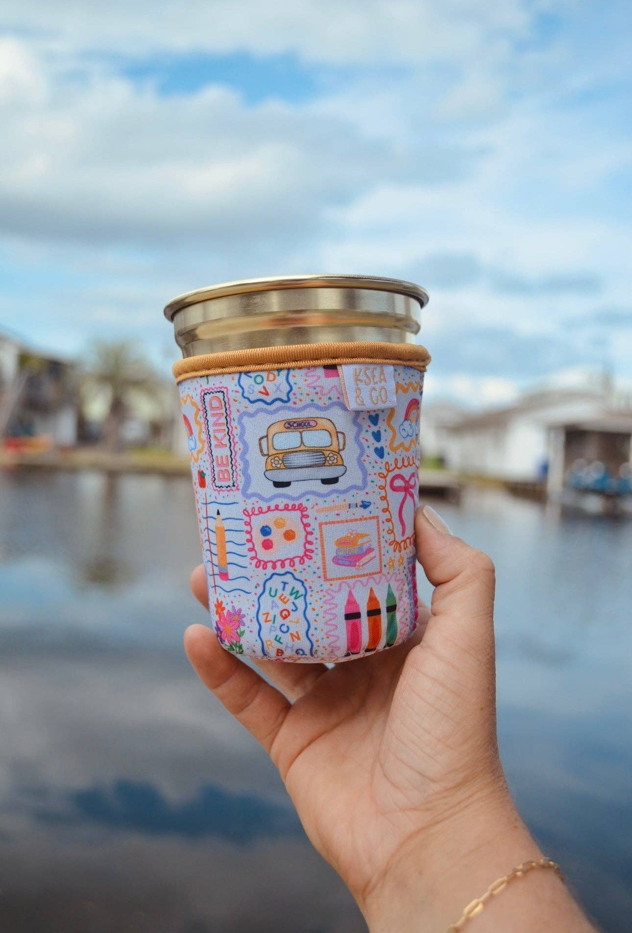 Wheels on the Bus Iced Coffee Drink Sleeve: Small - 16-18 oz.