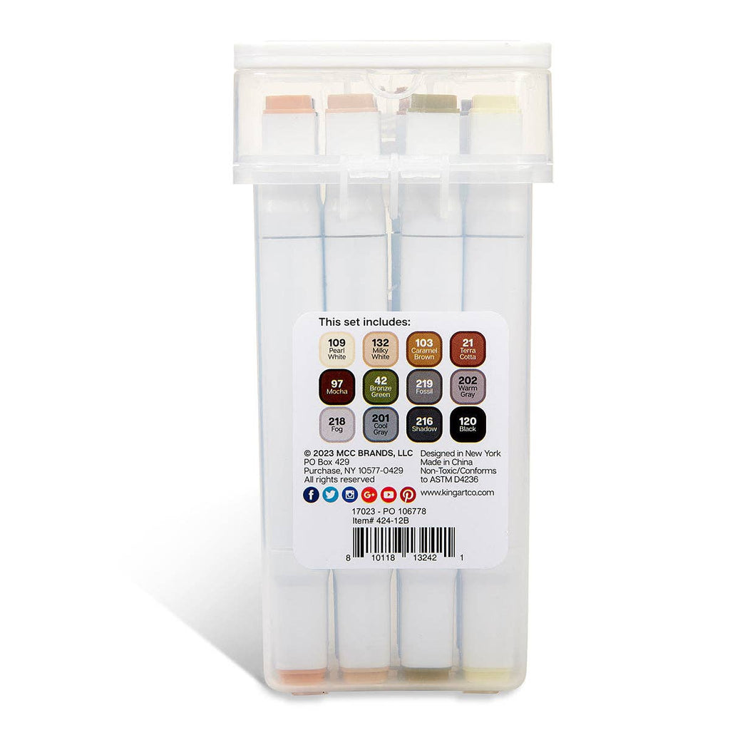 PRO Double-Ended Alcohol Markers – 12 Neutral Colors, Dual-Tip Art Markers for Drawing & Illustration