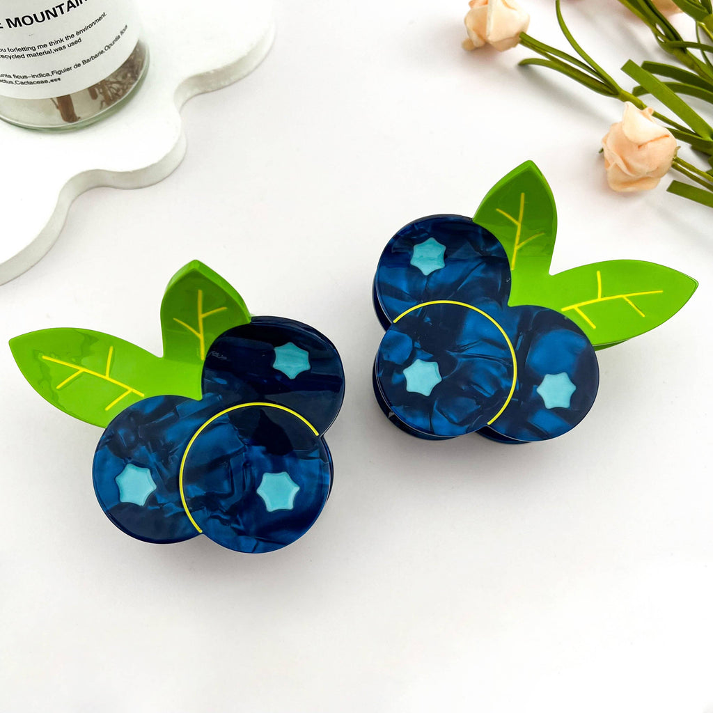 Blueberry Cluster Acetate Claw Clip, Cute Fruit Hair Clip | Blue Summer Aesthetic Everyday Hair Accessory