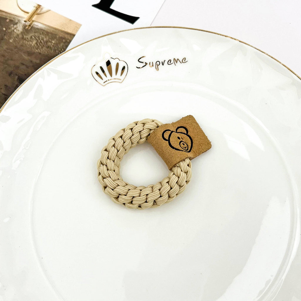 Thick Braided Beige Hair Tie – High Elastic Ponytail Holder | Minimalist Everyday Hair Accessory