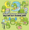 Cute Little Turtles Bold and Easy Coloring Book