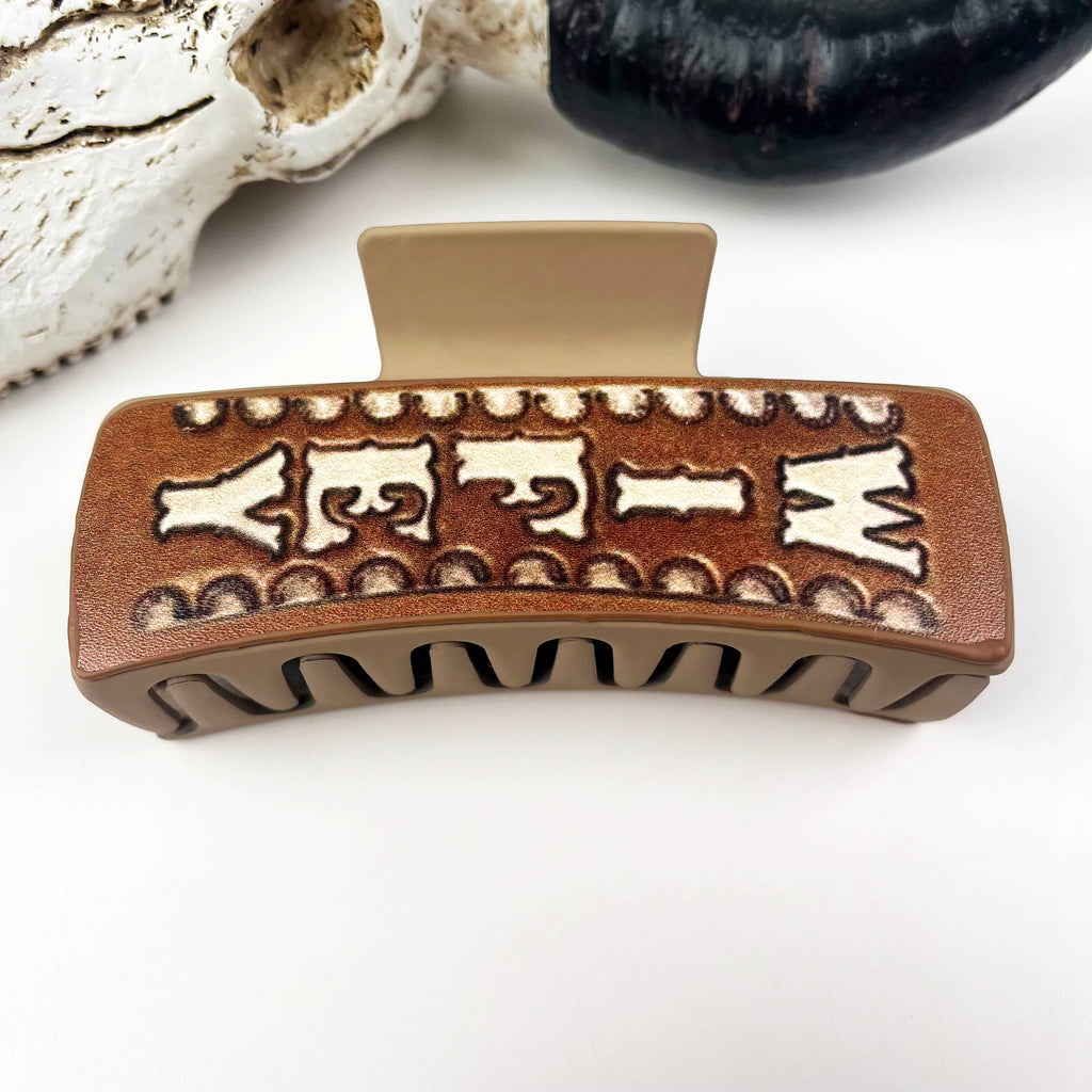 Western Cowboy Vintage Leather Hair Claw Clip – Rustic Cowgirl Hair Accessory