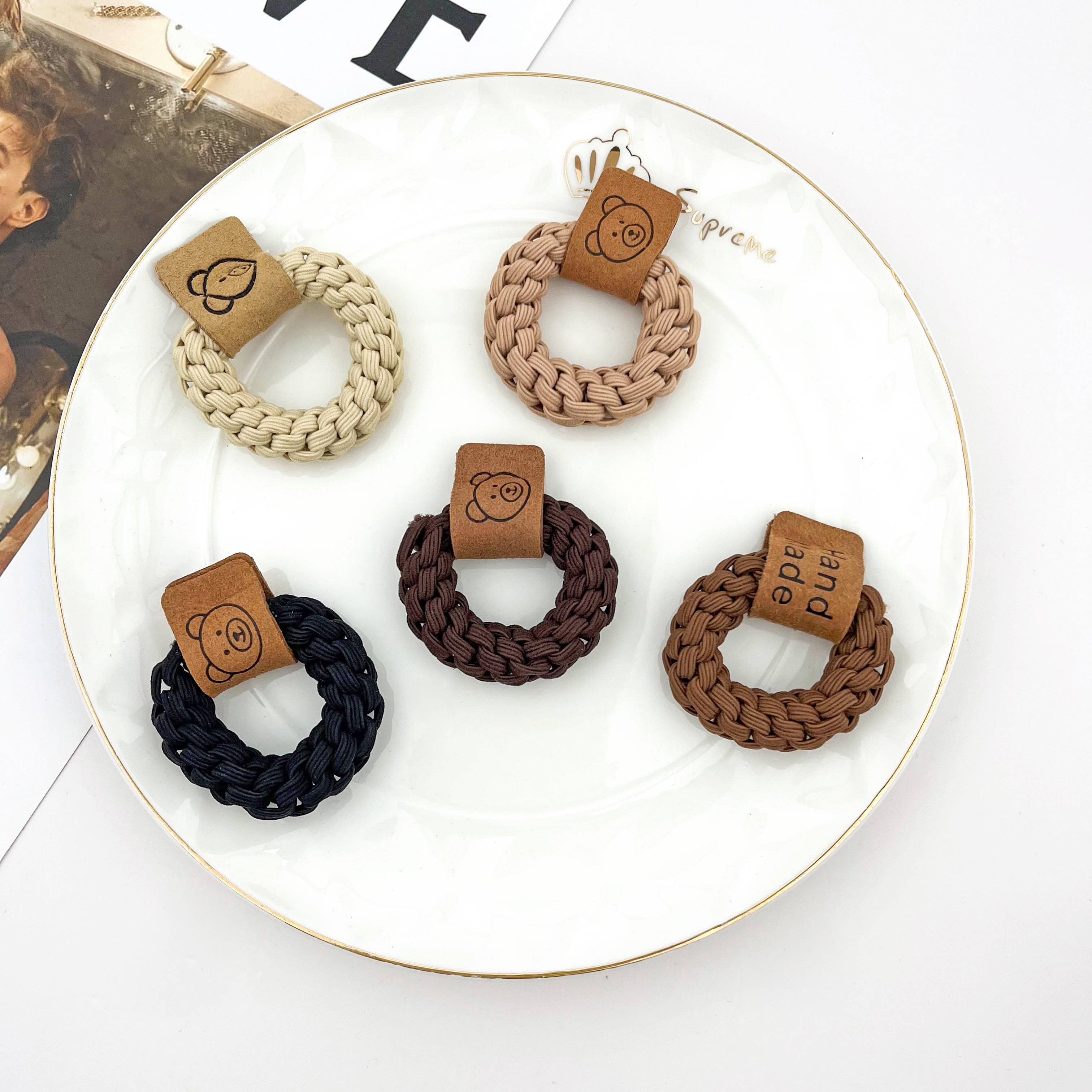 Thick Braided Khaki Hair Tie – High Elastic Ponytail Holder | Minimalist Everyday Hair Accessory