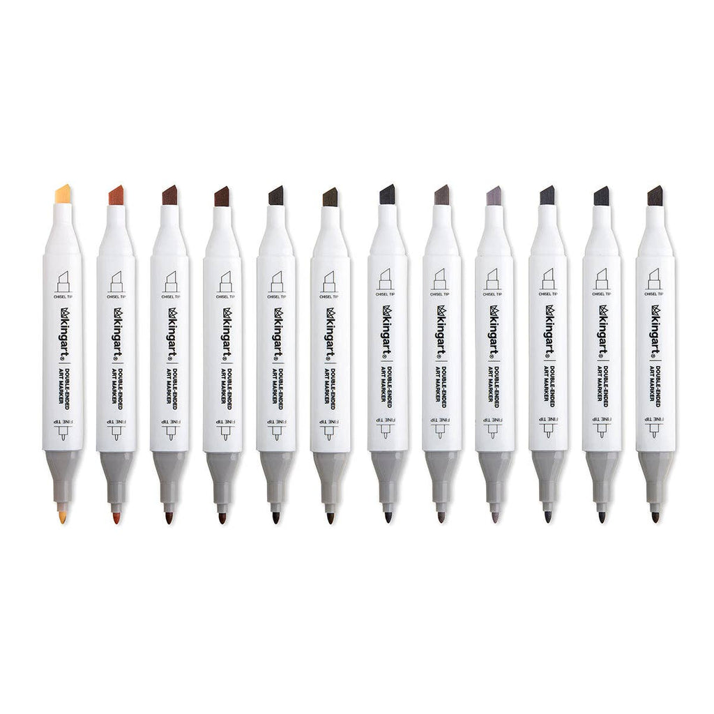 PRO Double-Ended Alcohol Markers – 12 Neutral Colors, Dual-Tip Art Markers for Drawing & Illustration