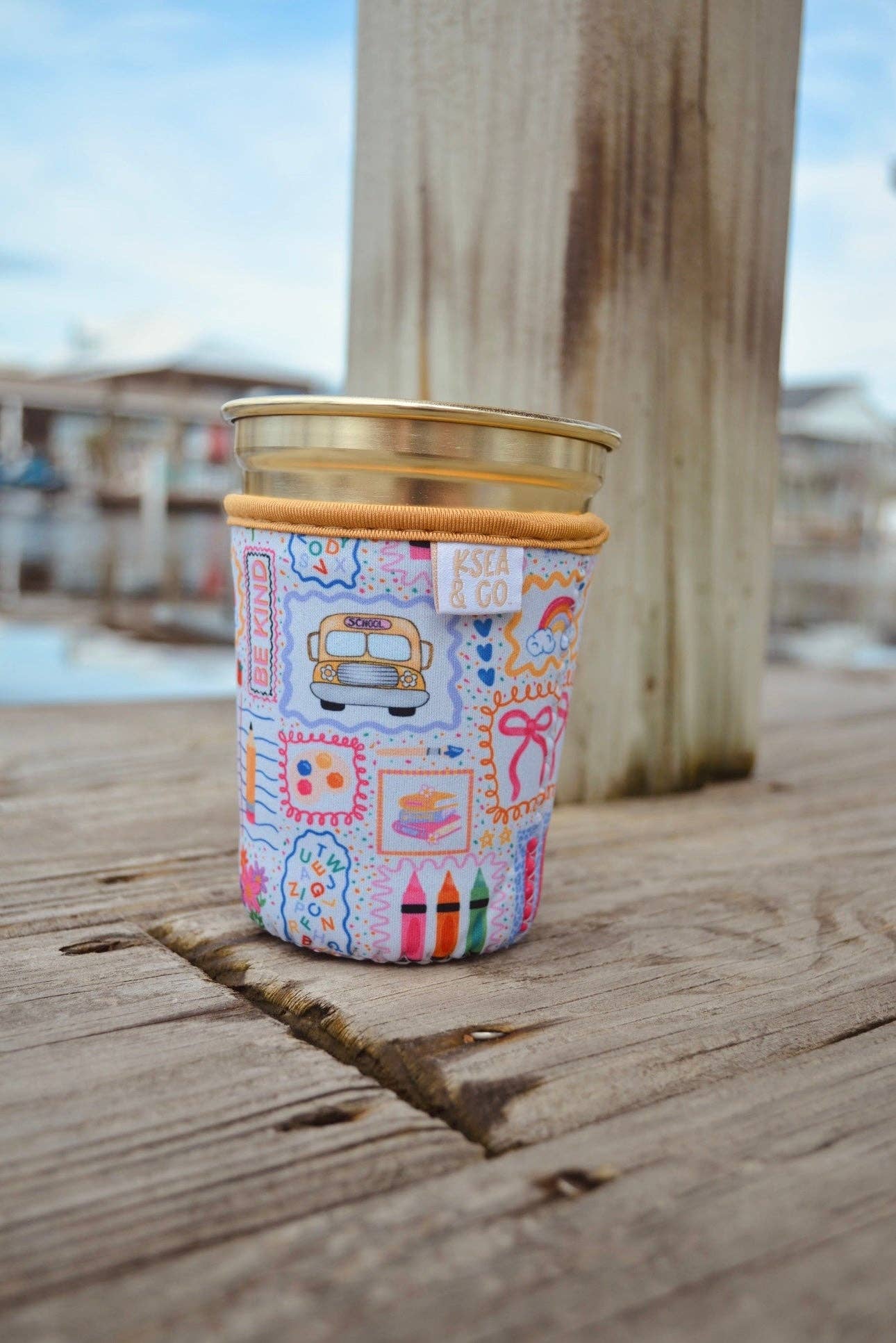 Wheels on the Bus Iced Coffee Drink Sleeve: Small - 16-18 oz.
