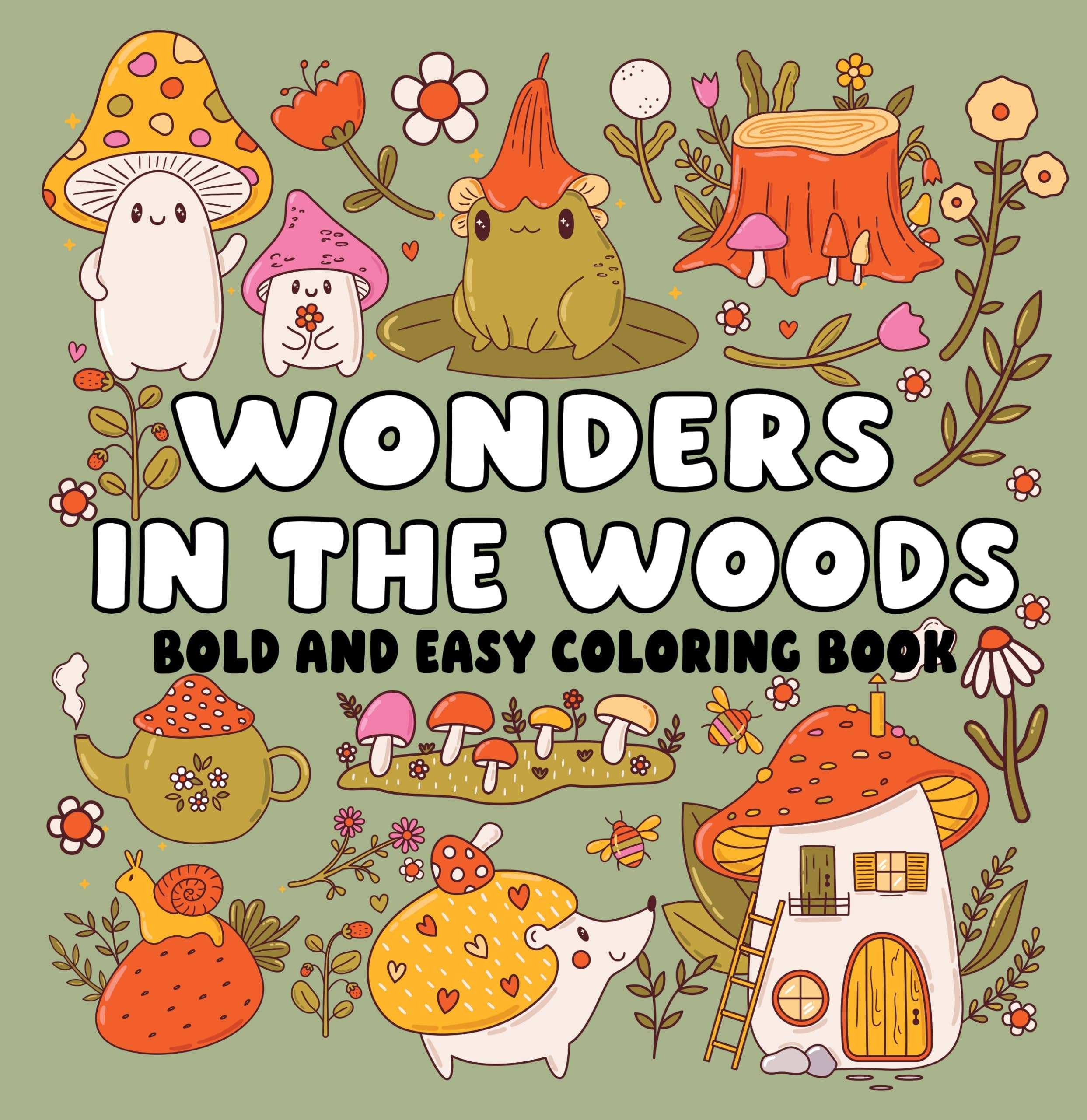 Wonders in the Woods Bold and Easy Coloring Book – Large Print Nature Coloring Book for Adults & Kids