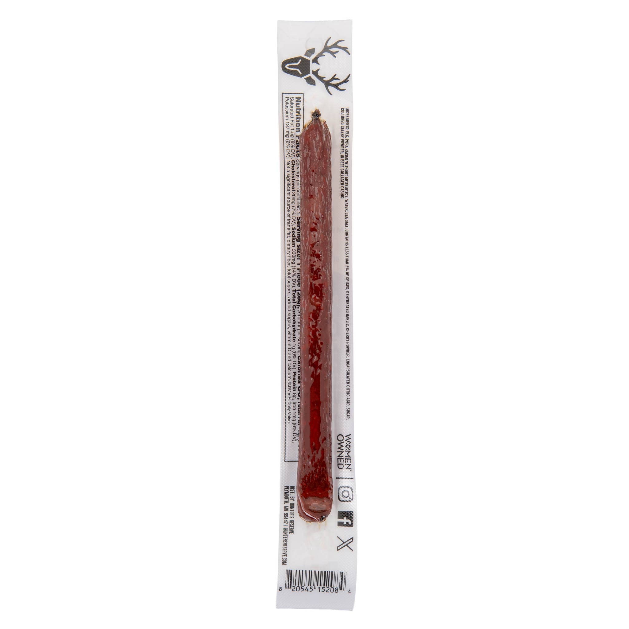 Elk Meat Stick – Traditional Pepper & Garlic | 0.9 oz All-Natural Snack
