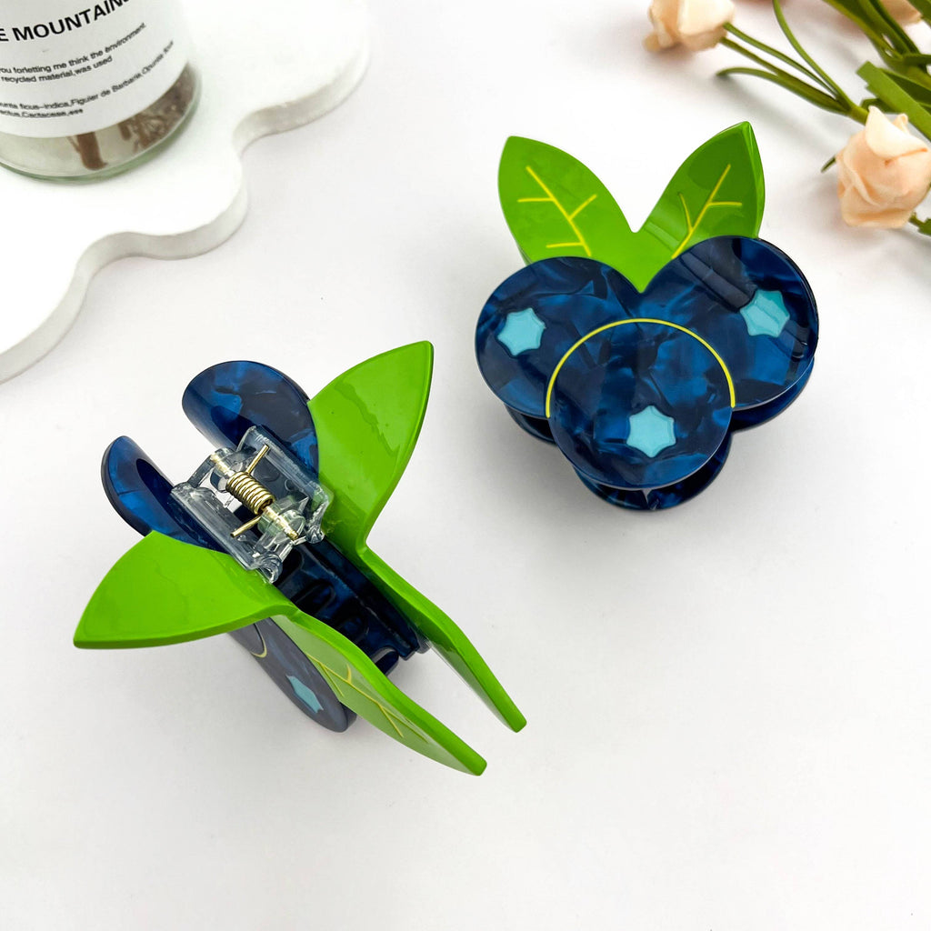 Blueberry Cluster Acetate Claw Clip, Cute Fruit Hair Clip | Blue Summer Aesthetic Everyday Hair Accessory