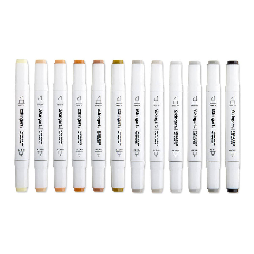 PRO Double-Ended Alcohol Markers – 12 Neutral Colors, Dual-Tip Art Markers for Drawing & Illustration