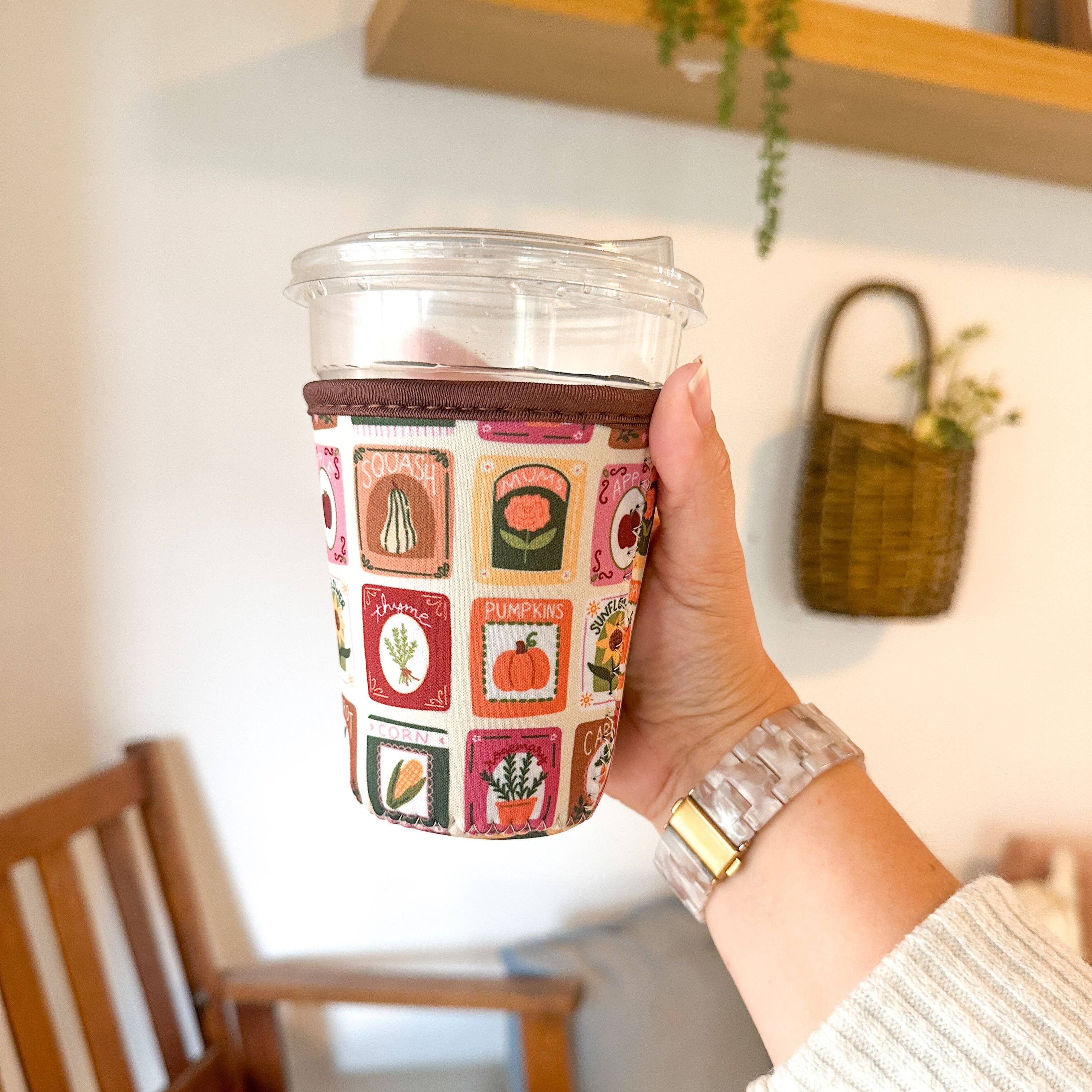 Autumn Harvest Coffee Sleeve | Reusable Iced Coffee Cup Sleeve | Fall Drink Cozy