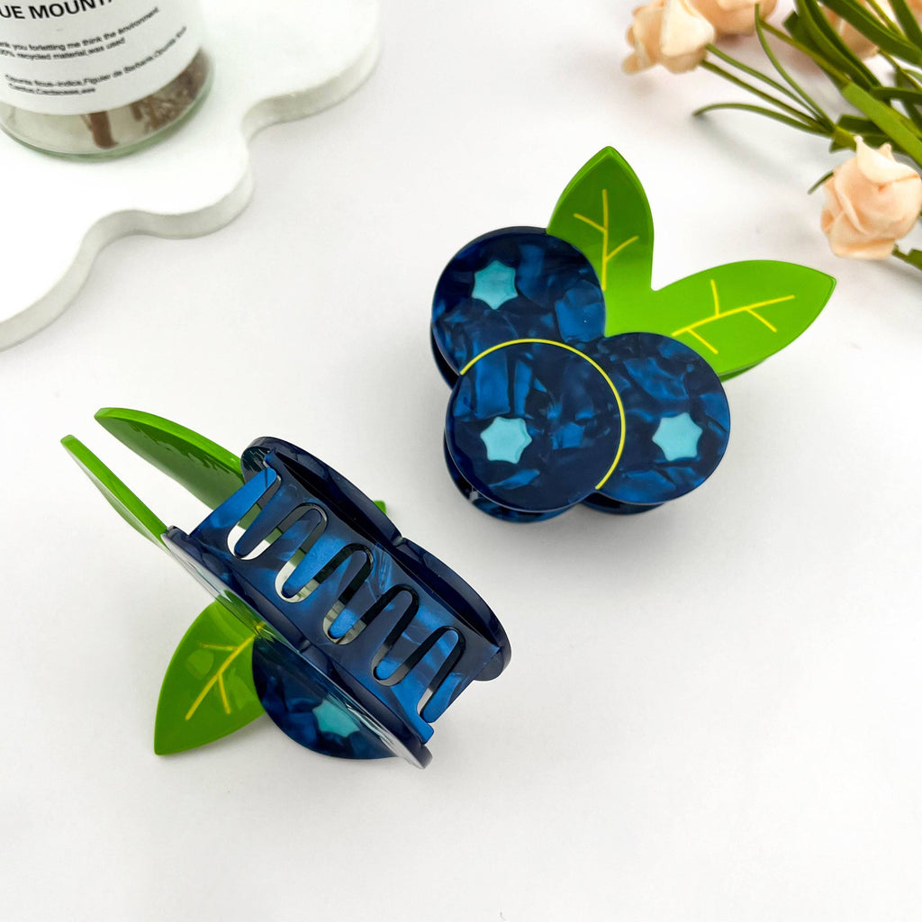 Blueberry Cluster Acetate Claw Clip, Cute Fruit Hair Clip | Blue Summer Aesthetic Everyday Hair Accessory