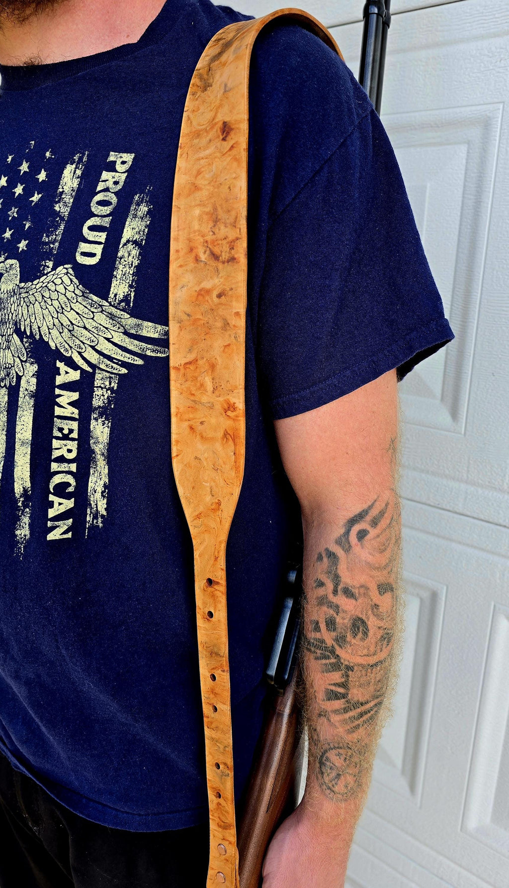 Handmade Personalized Leather Sling – Custom Engraved Leather Strap, Adjustable Shoulder Sling, Gift for Him