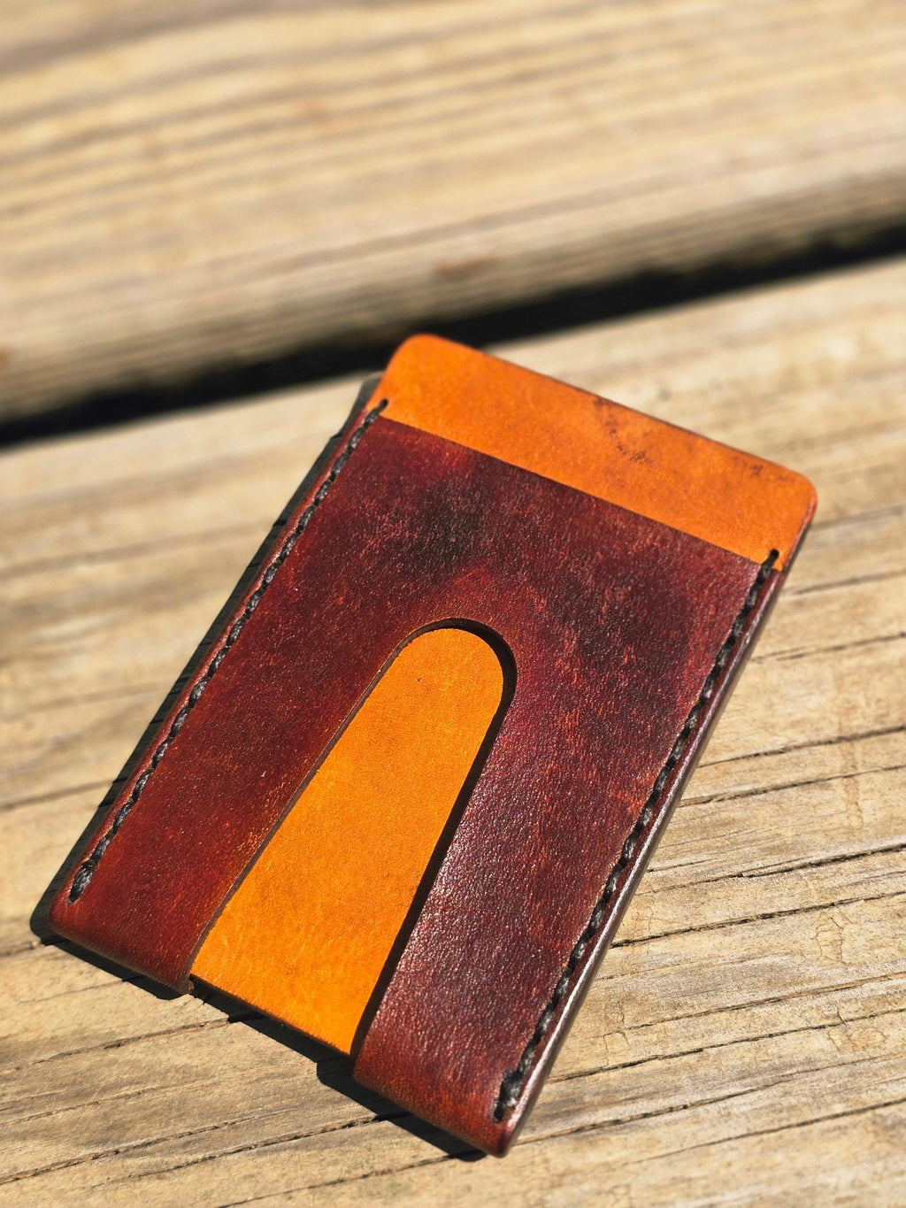 Handmade Leather Card Holder Wallet Slim 3 Card Front Pocket Wallet for Men Minimalist Leather Wallet Everyday Carry
