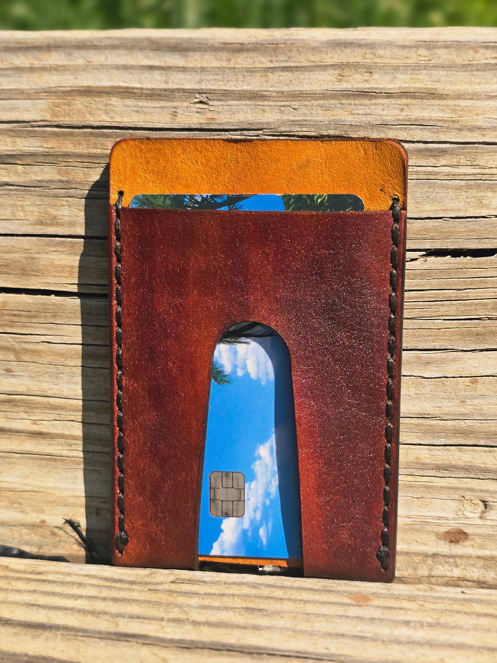 Handmade Leather Card Holder Wallet Slim 3 Card Front Pocket Wallet for Men Minimalist Leather Wallet Everyday Carry