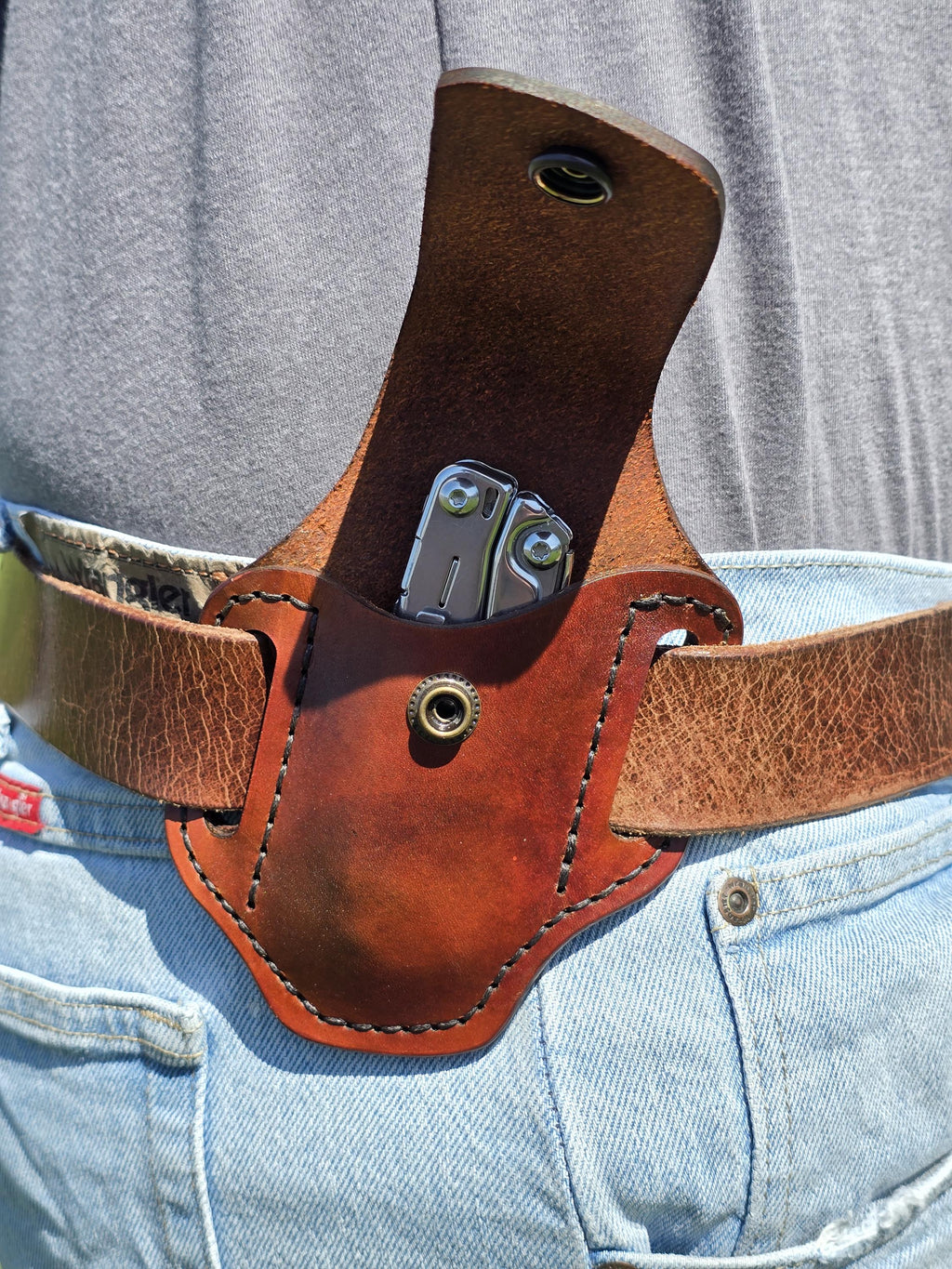 Extended Leatherman Holster | Leather Multitool Sheath for Large Tools | EDC Belt Pouch | Heavy Duty Tool Holder | Mens Gift Idea