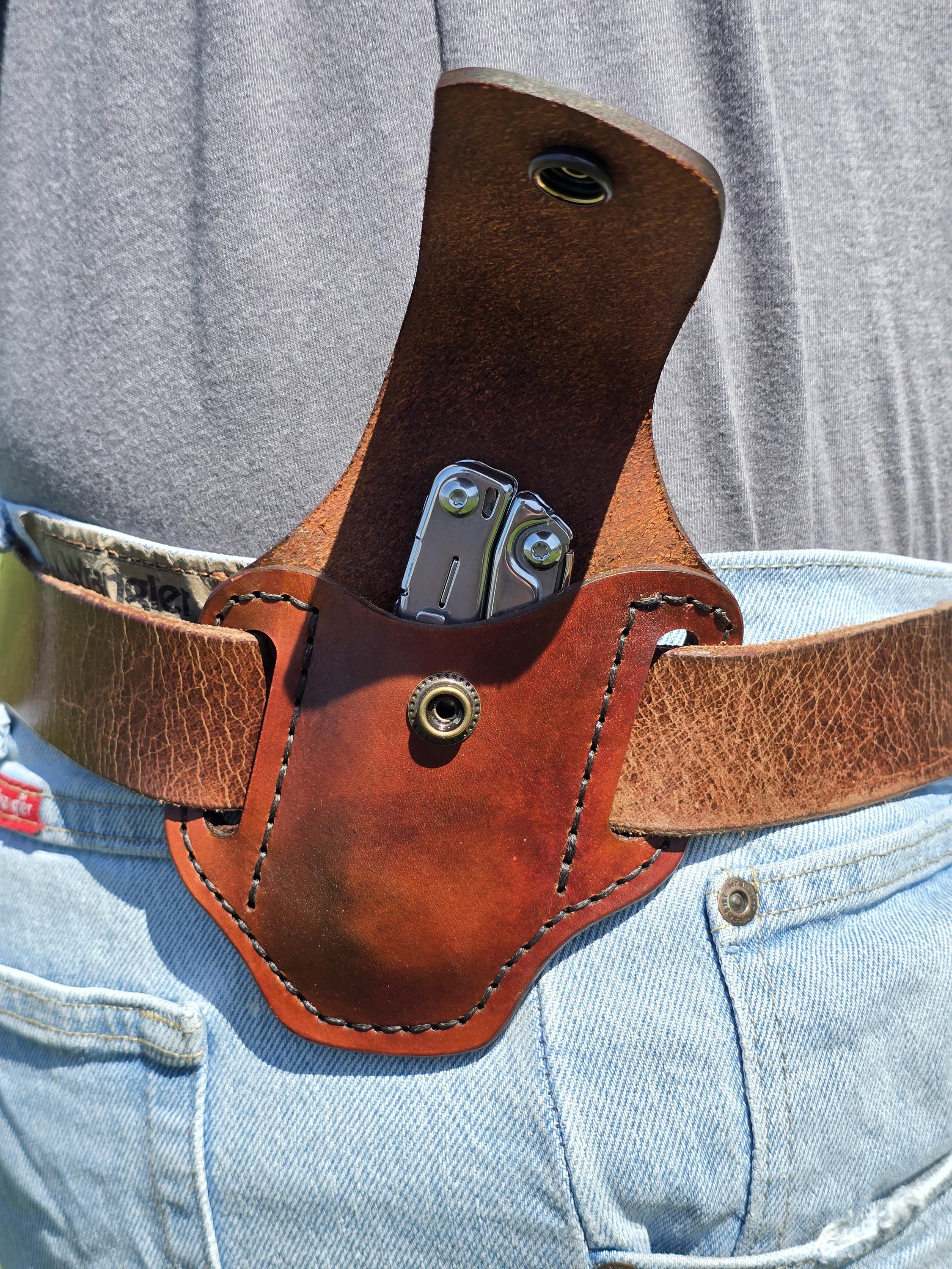Extended Leatherman Holster | Leather Multitool Sheath for Large Tools | EDC Belt Pouch | Heavy Duty Tool Holder | Mens Gift Idea