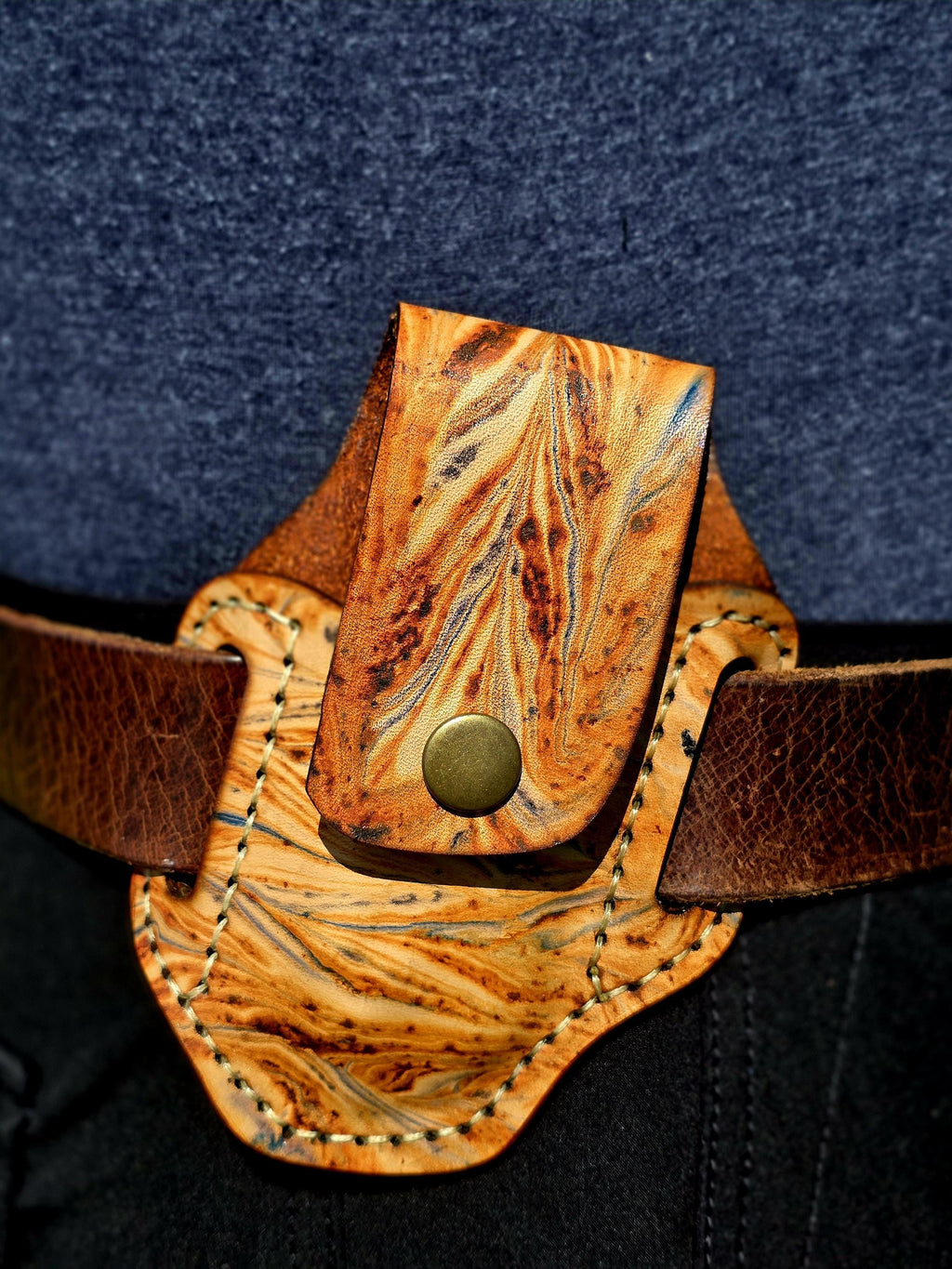 Extended Marbled Leatherman Holster, Marbled Leather Multitool Sheath, EDC Belt Pouch for Large Tools, Heavy Duty Tool Holder