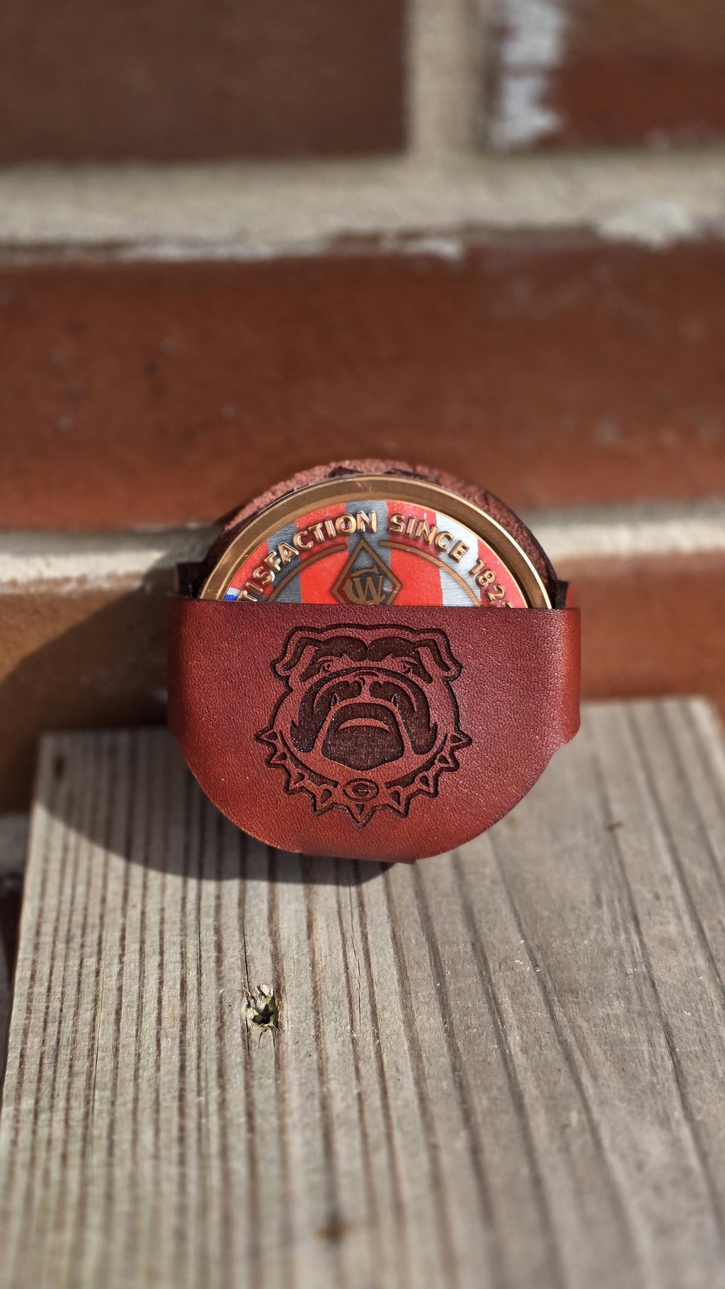 Handmade Leather Dip Can Holder – Custom Engraved Chew Can Holder, Personalized Leather Tobacco Accessory Gift
